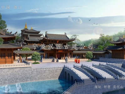 朔州寺院重建规划设计方案鸟瞰图—积福禅寺